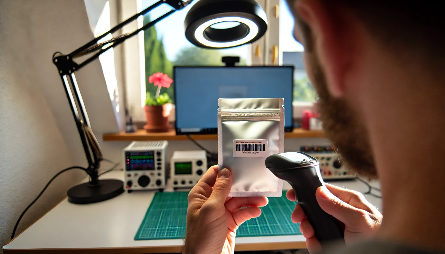 Person using a barcode scanner